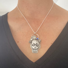 Load image into Gallery viewer, Spiderweb Hair Skull Necklace