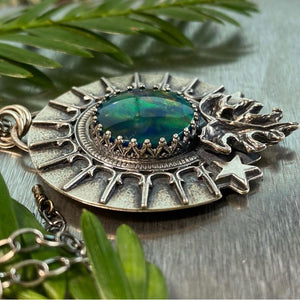 Keep Growing Monstera Leaf Opal necklace