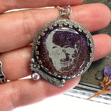 Load image into Gallery viewer, Purple Skull Necklace