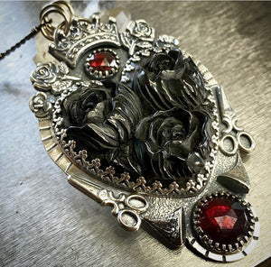 Reserved for Dawn- Black Queen of Hearts Necklace