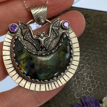 Load image into Gallery viewer, Batty Labradorite Moon Necklace