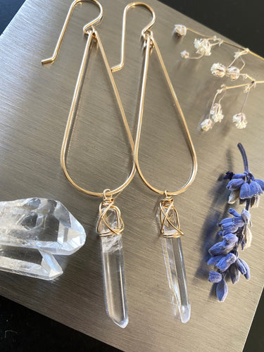 Golden Crystal Earrings: Large