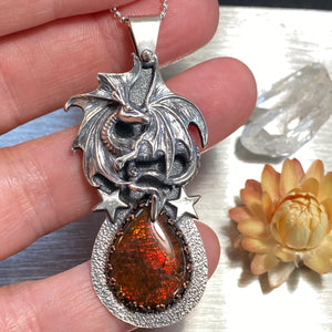 Opalized Ammonite Dragon Necklace