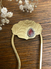 Load image into Gallery viewer, Rose Cut Garnet, Spider Web, Brass Hair Fork