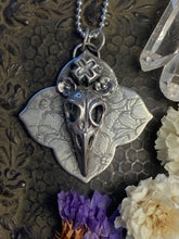 Load image into Gallery viewer, Floral Raven&#39;s Skull Necklace