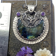 Load image into Gallery viewer, Batty Labradorite Moon Necklace