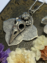 Load image into Gallery viewer, Floral Raven&#39;s Skull Necklace