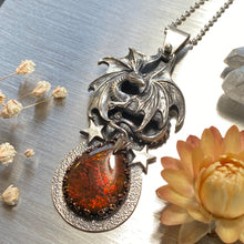 Load image into Gallery viewer, Opalized Ammonite Dragon Necklace