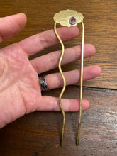 Load image into Gallery viewer, Rose Cut Garnet, Spider Web, Brass Hair Fork