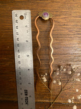 Load image into Gallery viewer, Pink Sapphire Arabesque, Mixed Metal Brass and Copper Hair Fork