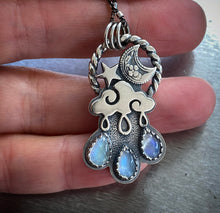 Load image into Gallery viewer, Rainbow Moonstone Raincloud Necklace