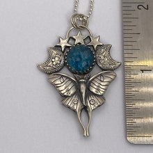 Load image into Gallery viewer, Luna Moth + Blue Gemstone Necklace